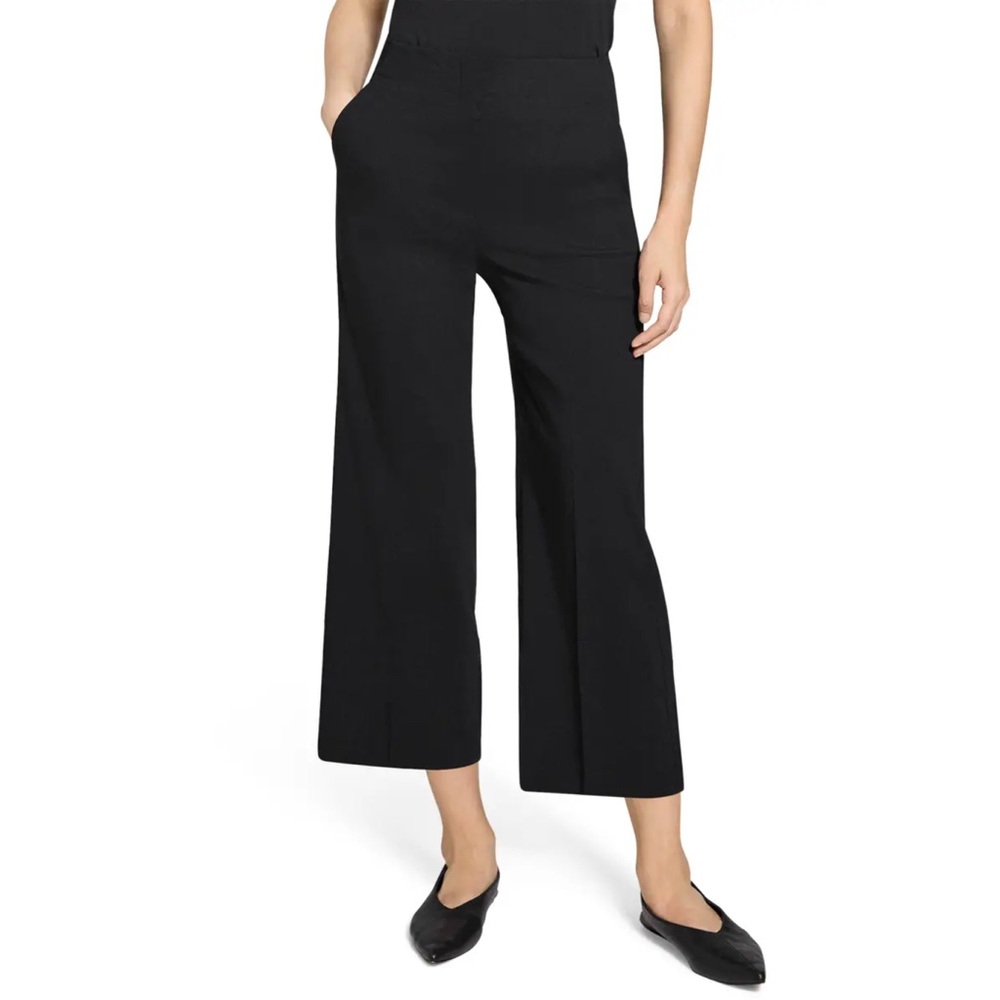 Theory Virgin Wool Item Cropped Trouser Pants in Black - Picture 2 of 8